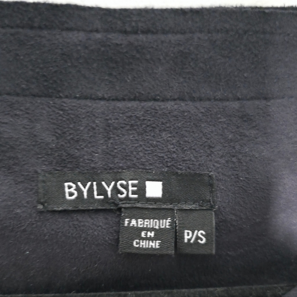 Bylyse Longline Faux Suede Jacket Navy Button Front Pockets Small - Picture 8 of 12